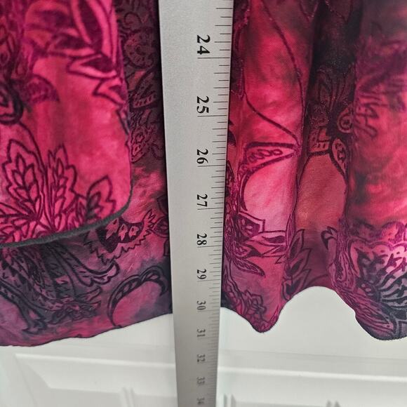 Vintage Y2K Dressbarn Blouse Womens Size 2X Red Velvet Floral Beaded Whimsygoth - Picture 7 of 10